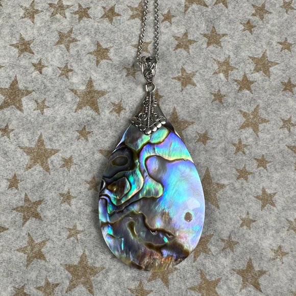NEW Silver & Genuine Abalone Shell Pendant - Picture 3 of 6